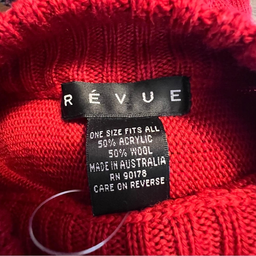 REVUE CLOTHING Women's Red Wool Blend Sweater Poncho - Picture 7 of 8